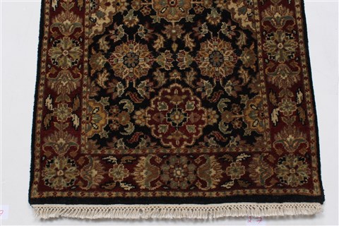 Agra Black Runner Hand Knotted 27 X 182 Area Rug 250-23993 Image 4