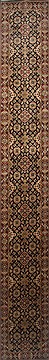Agra Black Runner Hand Knotted 2'7" X 18'2"  Area Rug 250-23993