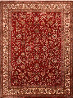 Persian Tabriz Red Rectangle 10x13 ft Wool Carpet 23999