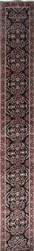 Indian sarouk Black Runner 16 to 20 ft Wool Carpet 24029