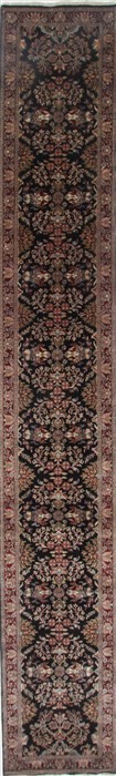 Sarouk Black Runner Hand Knotted 25 X 1511  Area Rug 250-24030 Image 0