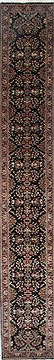 Indian sarouk Black Runner 16 to 20 ft Wool Carpet 24030