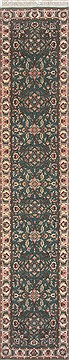 Indian Tabriz Green Runner 10 to 12 ft Wool Carpet 24042