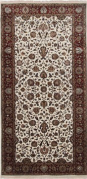 Indian Jaipur White Runner 10 to 12 ft Wool Carpet 24051