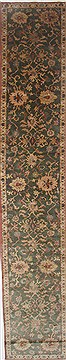 Chobi Green Runner Hand Knotted 2'10" X 16'1"  Area Rug 250-24056