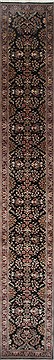 Indian sarouk Black Runner 16 to 20 ft Wool Carpet 24061