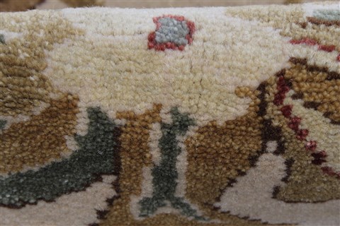 Chobi Beige Runner Hand Knotted 310 X 106 Area Rug 250-24064 Image 7