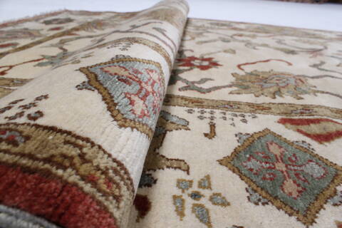 Chobi Beige Runner Hand Knotted 40 X 121  Area Rug 250-24088 Image 12