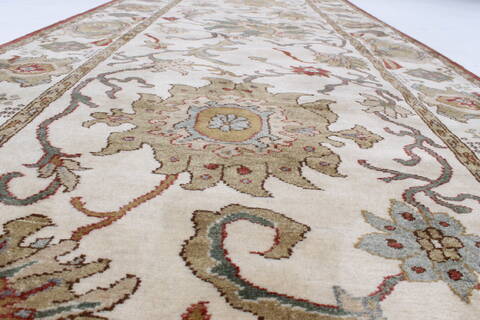 Chobi Beige Runner Hand Knotted 40 X 121  Area Rug 250-24088 Image 2