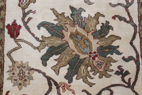 Chobi Beige Runner Hand Knotted 40 X 121  Area Rug 250-24088 Image 5
