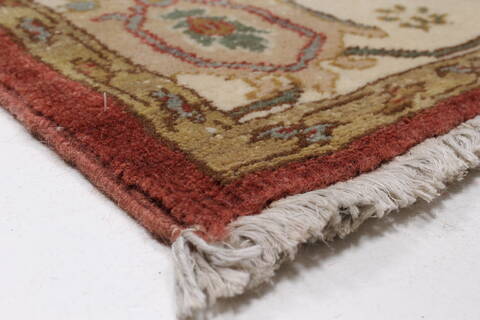 Chobi Beige Runner Hand Knotted 40 X 121  Area Rug 250-24088 Image 7