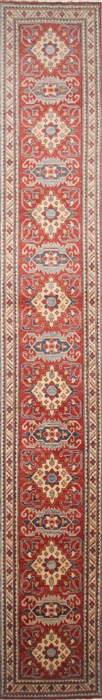 Kazak Red Runner Hand Knotted 28 X 182  Area Rug 250-24107 Image 0