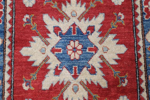 Kazak Red Runner Hand Knotted 211 X 184 Area Rug 250-24111 Image 4