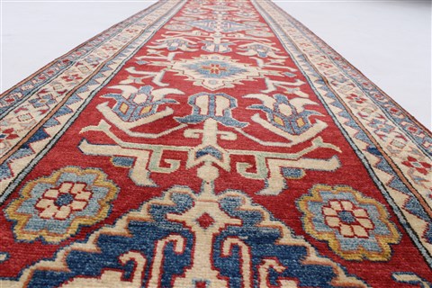 Kazak Red Runner Hand Knotted 29 X 193 Area Rug 250-24120 Image 12