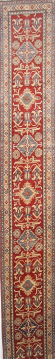 Kazak Red Runner Hand Knotted 29 X 193 Area Rug 250-24120 Image 0