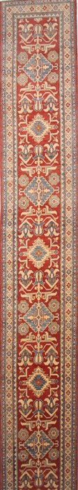 Kazak Red Runner Hand Knotted 211 X 193  Area Rug 250-24123 Image 0