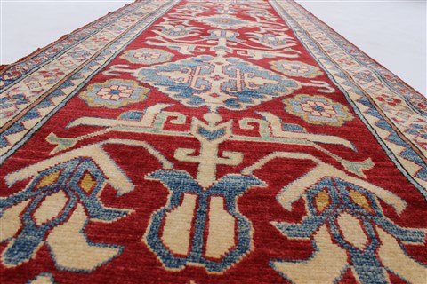 Kazak Red Runner Hand Knotted 211 X 194 Area Rug 250-24140 Image 14