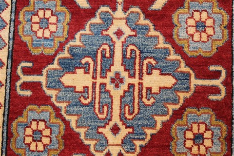 Kazak Red Runner Hand Knotted 211 X 194 Area Rug 250-24140 Image 17