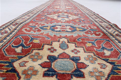 Kazak Red Runner Hand Knotted 211 X 194 Area Rug 250-24140 Image 4
