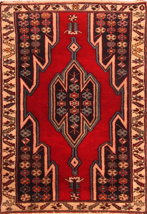 Mazlaghan Red Hand Knotted 28 X 40  Area Rug 253-24145 Image 0