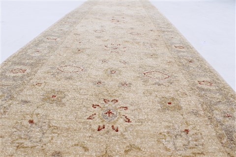 Pishavar Beige Runner Hand Knotted 25 X 151 Area Rug 250-24183 Image 1