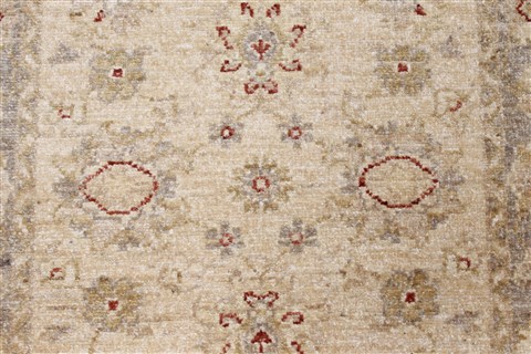 Pishavar Beige Runner Hand Knotted 25 X 151 Area Rug 250-24183 Image 3