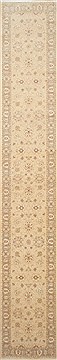 Pakistani Pishavar Beige Runner 13 to 15 ft Wool Carpet 24183