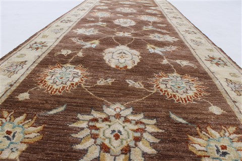 Ziegler Brown Runner Hand Knotted 28 X 168  Area Rug 250-24196 Image 1