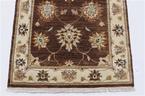 Ziegler Brown Runner Hand Knotted 28 X 168  Area Rug 250-24196 Image 4