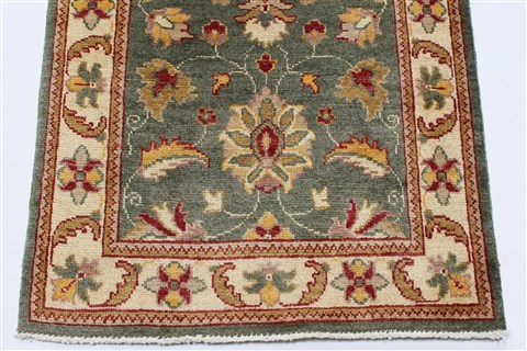 Pishavar Green Runner Hand Knotted 29 X 153 Area Rug 250-24208 Image 4