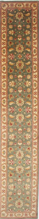 Pishavar Green Runner Hand Knotted 29 X 153 Area Rug 250-24208 Image 0