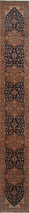 Serapi Blue Runner Hand Knotted 27 X 178 Area Rug 250-24209 Image 0