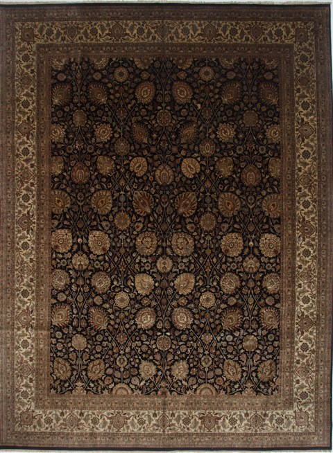 Tabriz Black Hand Knotted 119 X 153 Area Rug 250-24229 Image 0