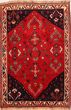 Gharajeh Red Hand Knotted 3'11" X 5'7"  Area Rug 100-24258