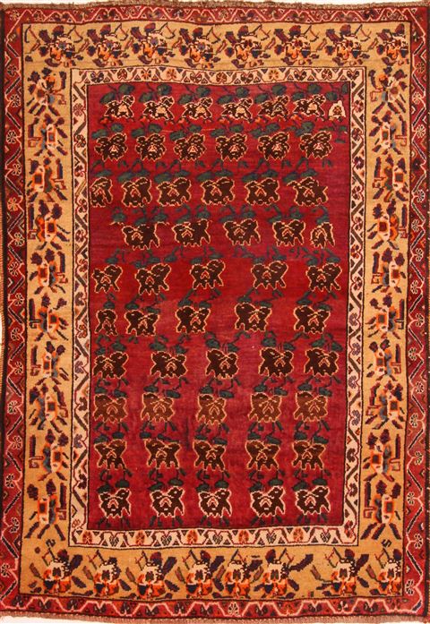 Gabbeh Red Hand Knotted 46 X 65 Area Rug 100-24261 Image 0