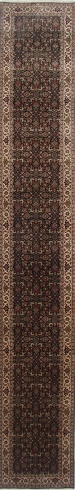 Herati Black Runner Hand Knotted 26 X 160 Area Rug 250-24275 Image 0