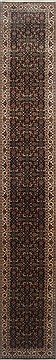 Herati Black Runner Hand Knotted 2'6" X 16'0"  Area Rug 250-24275