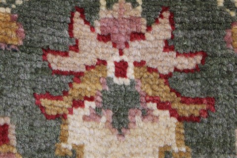 Pishavar Green Runner Hand Knotted 27 X 152 Area Rug 250-24276 Image 6
