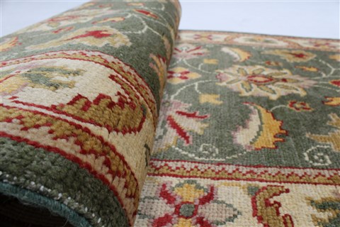 Pishavar Green Runner Hand Knotted 27 X 152 Area Rug 250-24276 Image 9