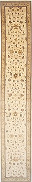 Pakistani Chobi Beige Runner 16 to 20 ft Wool Carpet 24277