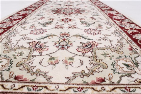 Tabriz Beige Runner Hand Knotted 26 X 80  Area Rug 250-24306 Image 4