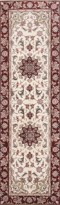 Tabriz Beige Runner Hand Knotted 26 X 80  Area Rug 250-24306 Image 0