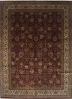 Indian Tabriz Red Rectangle 12x15 ft Wool Carpet 24313