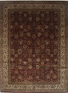 Indian Tabriz Red Rectangle 12x15 ft Wool Carpet 24313
