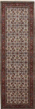Indian Herati Beige Runner 6 to 9 ft Wool Carpet 24349