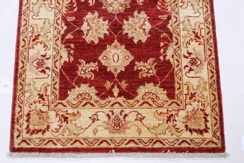 Pishavar Red Runner Hand Knotted 28 X 91  Area Rug 250-24356 Image 4