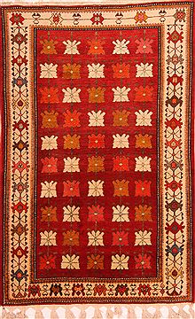Persian Gabbeh Red Rectangle 5x7 ft Wool Carpet 24358