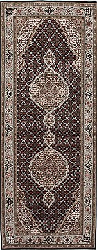 Indian Tabriz Black Runner 6 to 9 ft Wool Carpet 24364