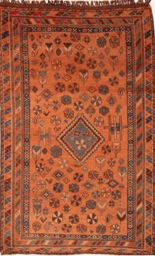 Persian Gabbeh Orange Rectangle 5x7 ft Wool Carpet 24365