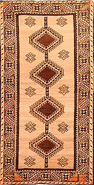Gabbeh Beige Hand Knotted 3'8" X 7'2"  Area Rug 100-24374
